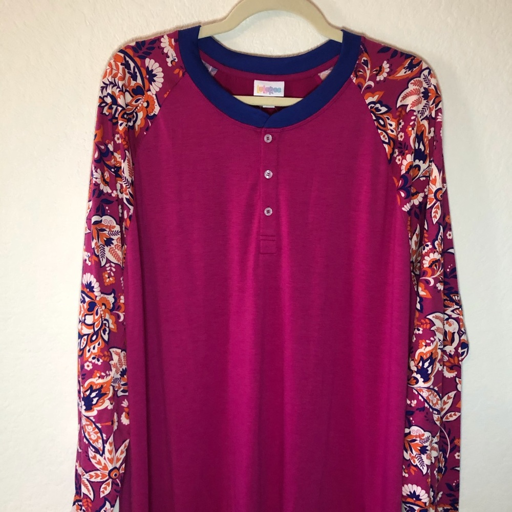 LuLaRoe Pink Long-Sleeve Henley “Mark” 3X BNWT - Picture 3 of 12